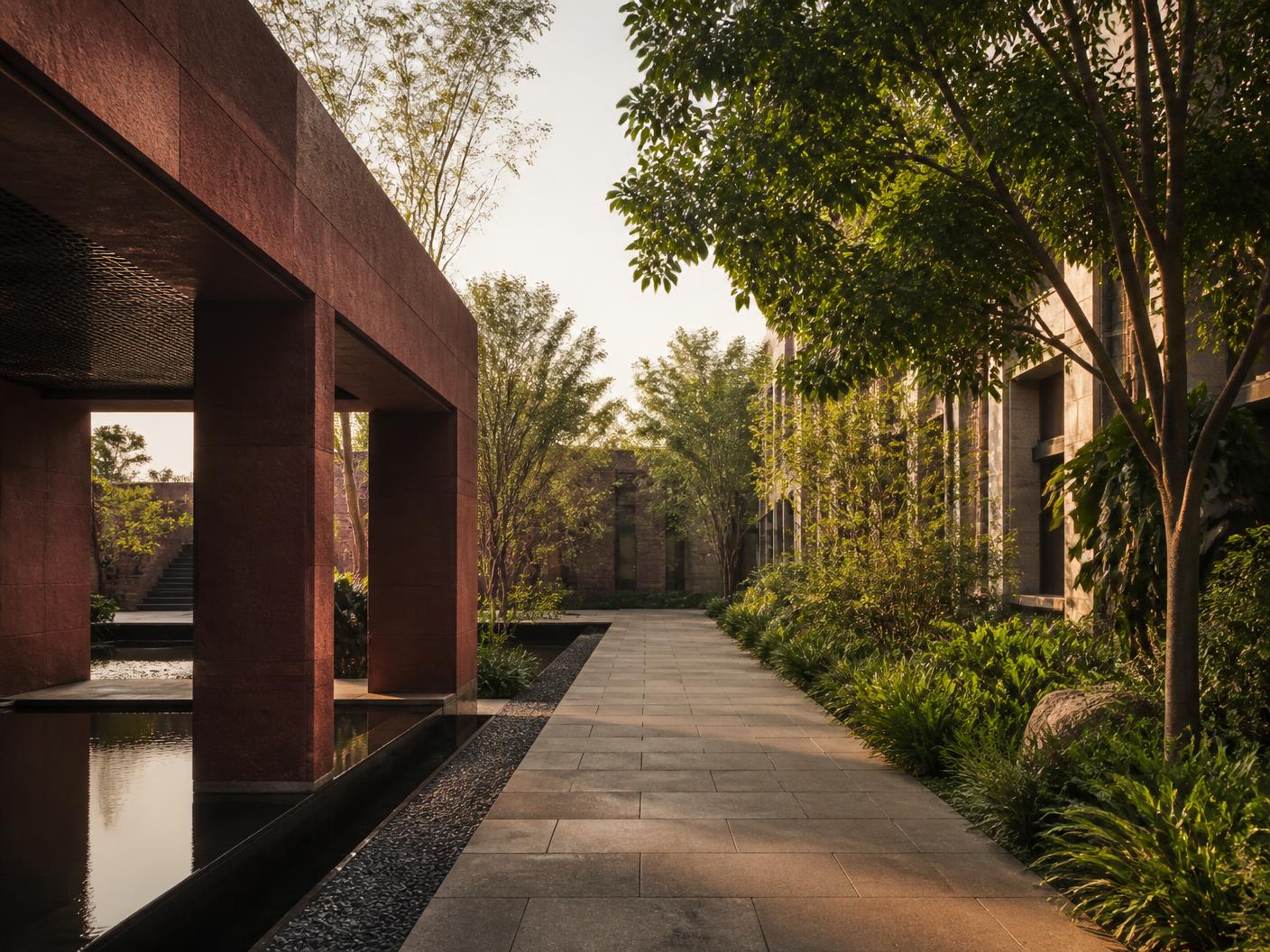 Landscaped contemporary community architecture